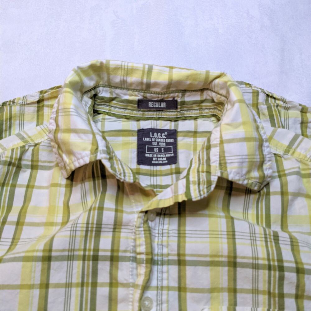 H&M LOGG Green Plaid Shirt Men's Casual Long Sleeve Small - Picture 4 of 4